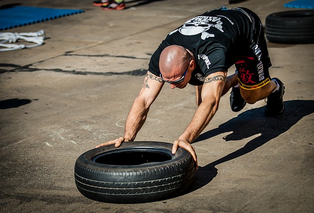 Sport avec un pneu