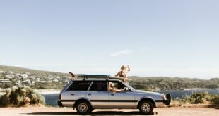 Une voiture en été sur la route. Voyager en voiture en été